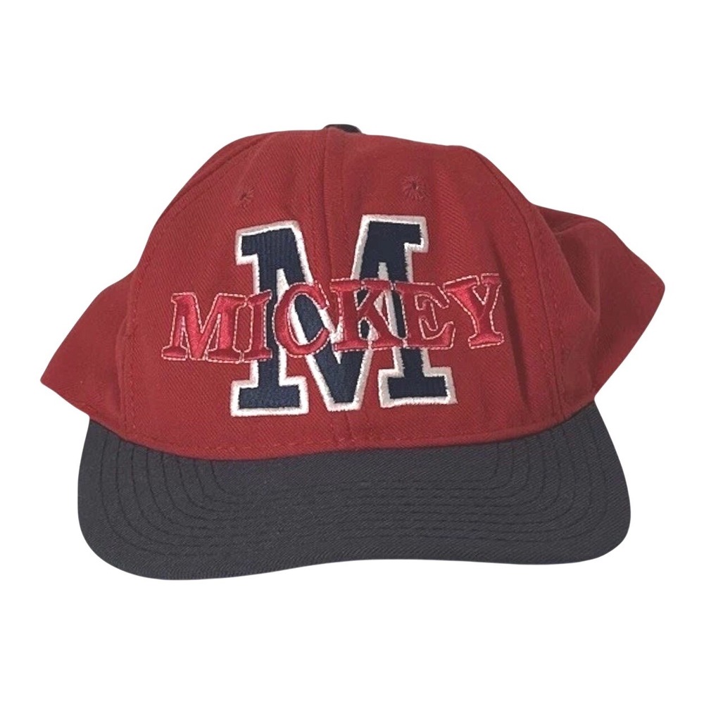Vintage 90s Mickey Mouse Snapback Hat Goofy's Hat Co Disney Red Made USA Varsity